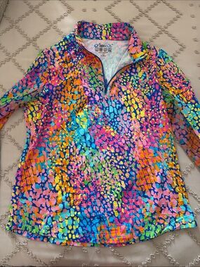 Ibkul Print Quarter-Zip Top - Vibrant Multi
